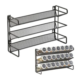 3 Tier Spice Rack Organizer holds 21 bottles for Countertop Cabinet Pantry/Wall Door Mount Iron Spice Holder Kitchen Spice Stand