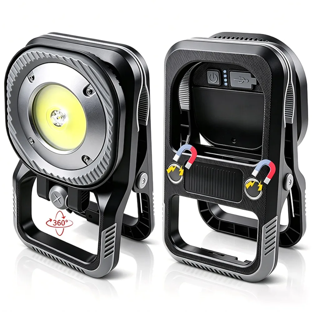 New COB Multifunctional Clip‑on Work Light Super Bright Magnetic 360° Rotatable Flashlight for Working Inspection
