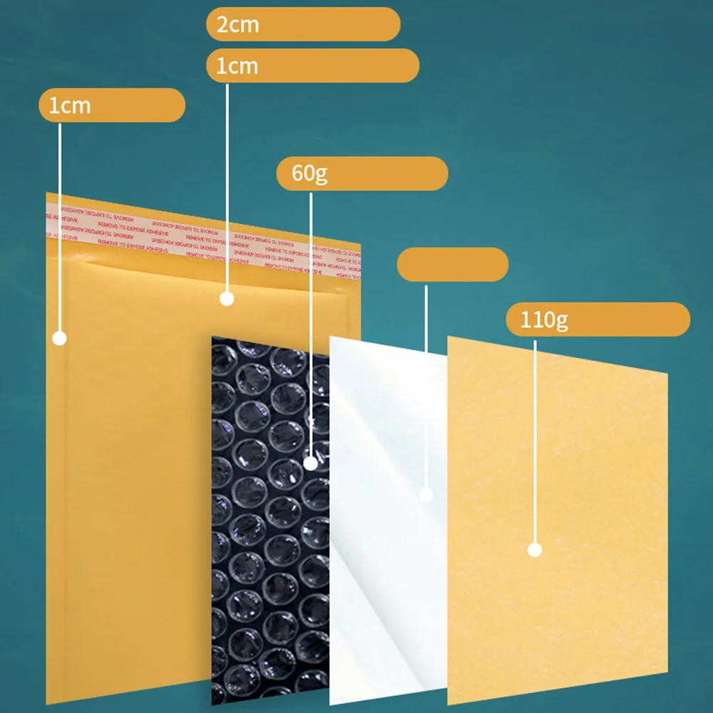 50Pcs Kraft Bubble Padded Mailing Bags 15x21cm Waterproof Lightweight Protective Envelopes for Shipping Bubble Padded Envelopes