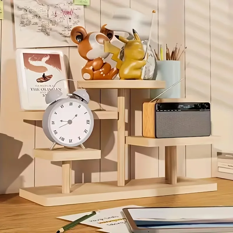 

Многоуровневая стойка для хранения — 3-х уровневая деревянная подставка с слоем для хранения — настольный органайзер в деревенском стиле — идеально подходит для домашнего декора