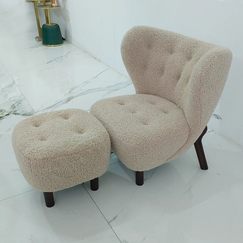 Nordic Lamb Wool Single Living Room Retro Cream Leisure Chair Designer Couch Cadeiras De Sala De Estar Internet Celebrity Sofa