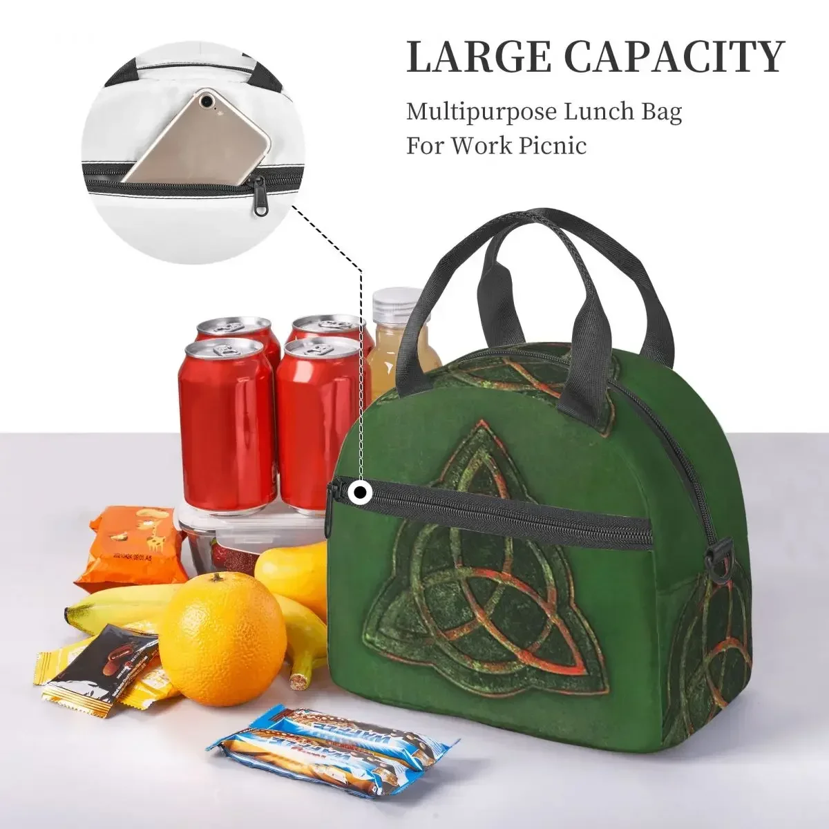 Book Of Shadows - Charmed Triquetra Design Insulated Lunch Bag for School Bento Storage Food Boxes Cooler Thermal Lunch Box Tote