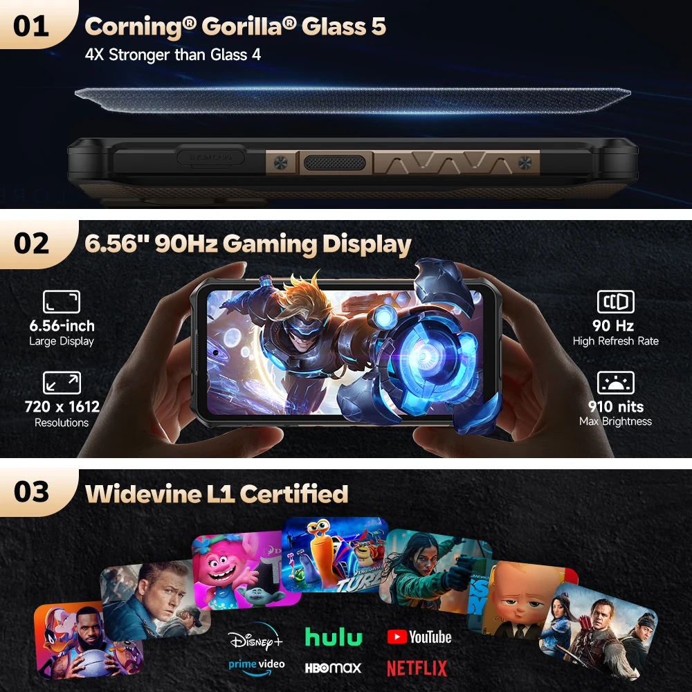 Ulefone Armor X16 Rugged Phone 10360mAh Battery Up to 12GB RAM 128GB ROM 120Hz 6.56" Night Camera NFC 4G Android 15 Smartphone