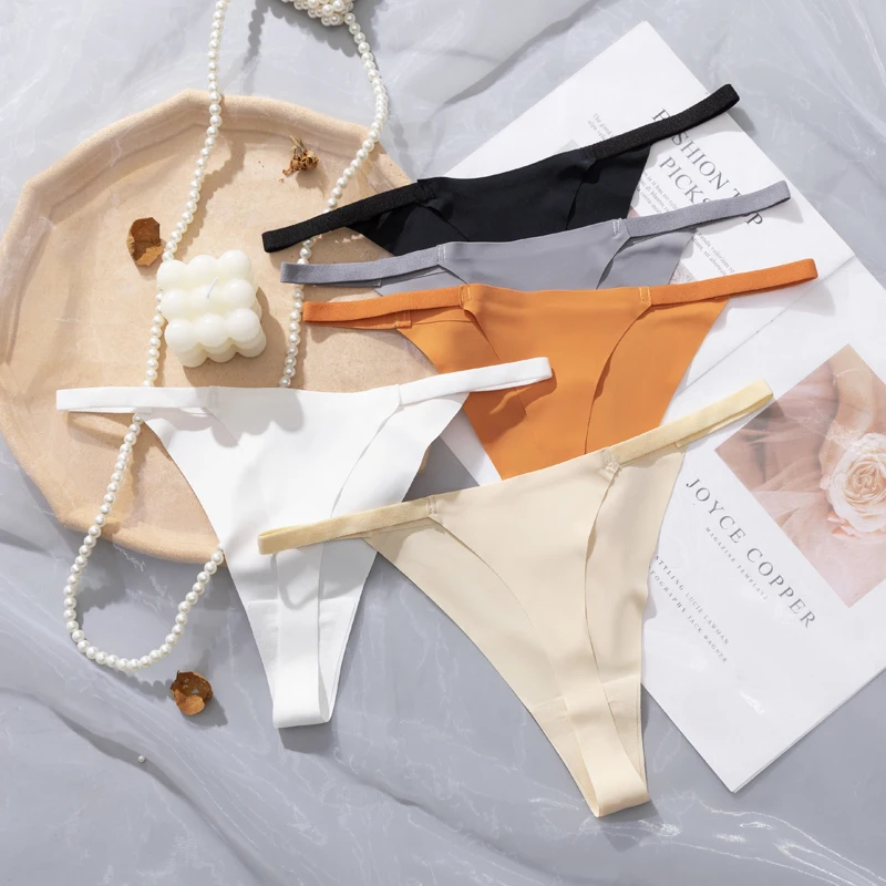 

Sexy Women's Low Rise Seamless Thong Panties with Thin Strap | Ice Silk Knitted Underwear & Lingerie Intimate Wear