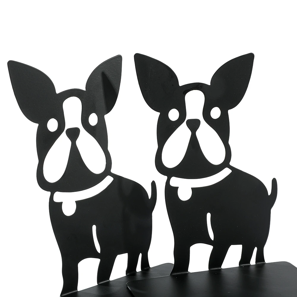 2pcs French Bulldog Metal Bookend Heavy Duty Bookends for Book Lovers, Home Bookshelves, Desktop Bookends for Men and Women