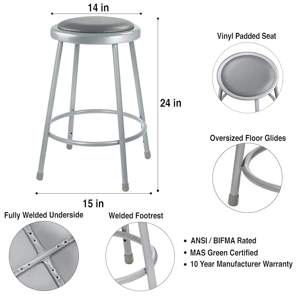 (2 pacotes) Banqueta acolchoada de vinil cinza