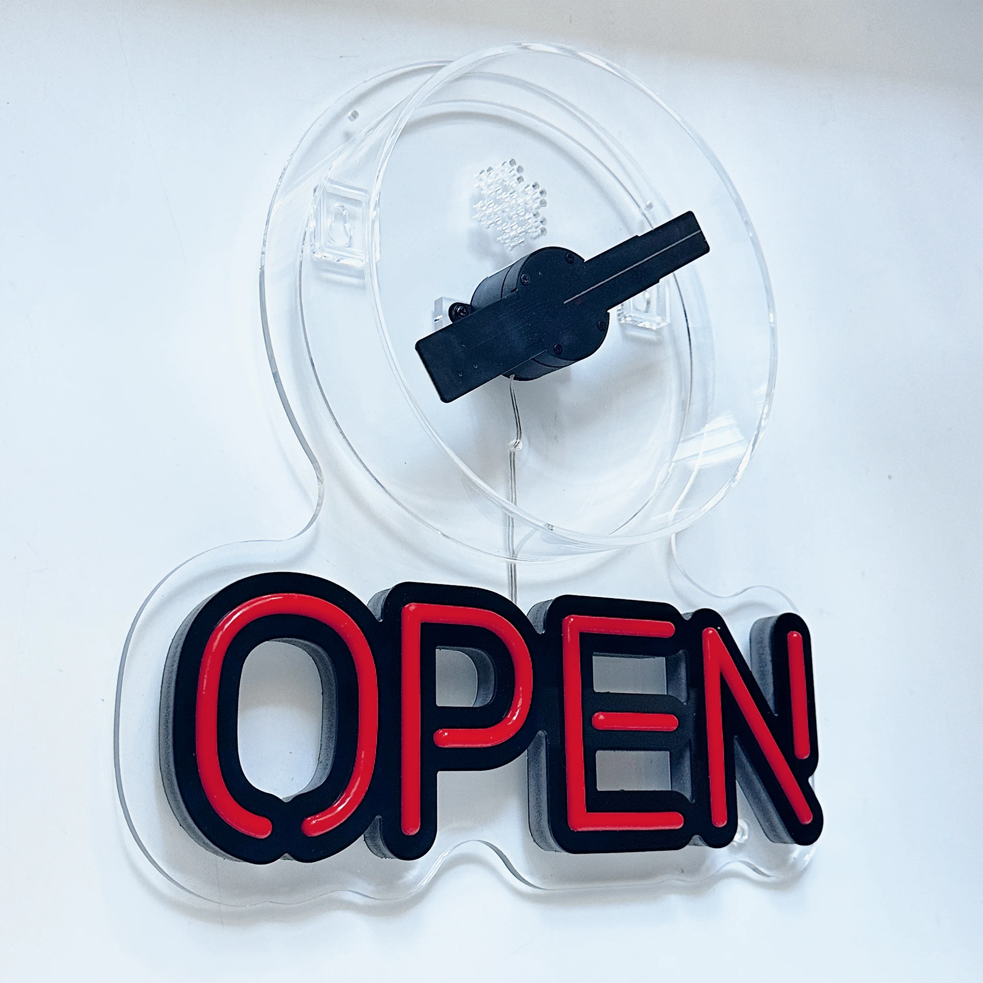 

3D Holographic Fan LED OPEN Neon Sign with USB Interface Enhance Store Visibility Brightness Feature