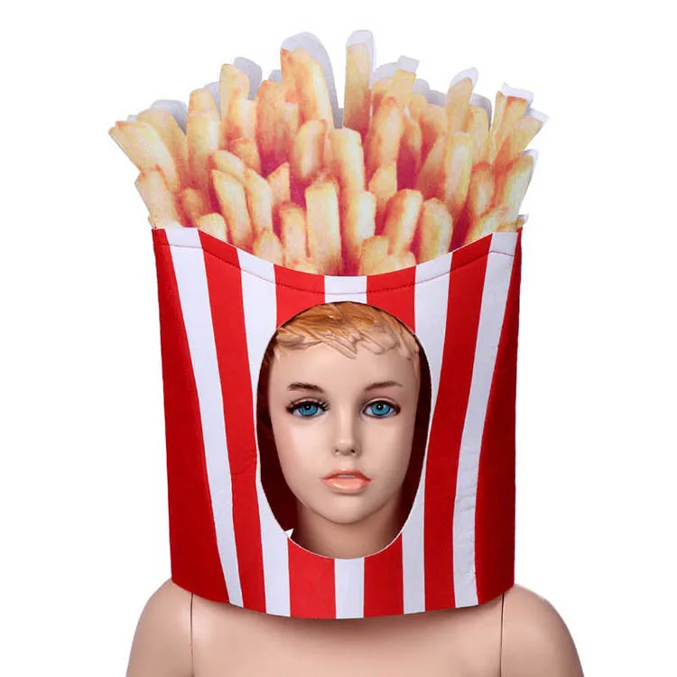 축제 음식 모자 세트 딸기 피자 토퍼 어린이를위한 교환 가능한 의상 모자 성인 가족 코스프레 파티 할로윈