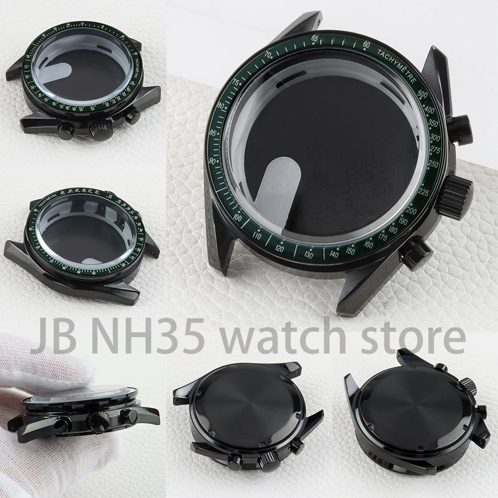 

40mm VK63 Watch Case Dark Green Bezel Stainless Steel for Chronograph VK63/VK64 Movement 10ATM Waterproof Case 32.5mm Dial