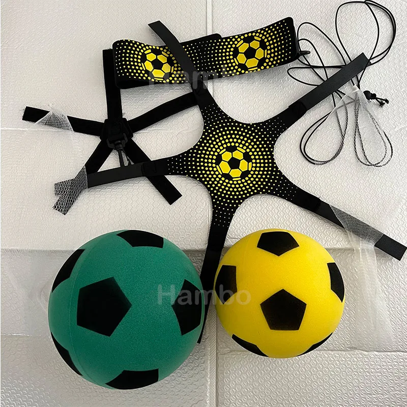 Silent Soccer Ball with Juggle Belt Indoor Sports Practice Silent Ball Foam Ball Size 3/5 Mute Bouncing Football Sports Toy