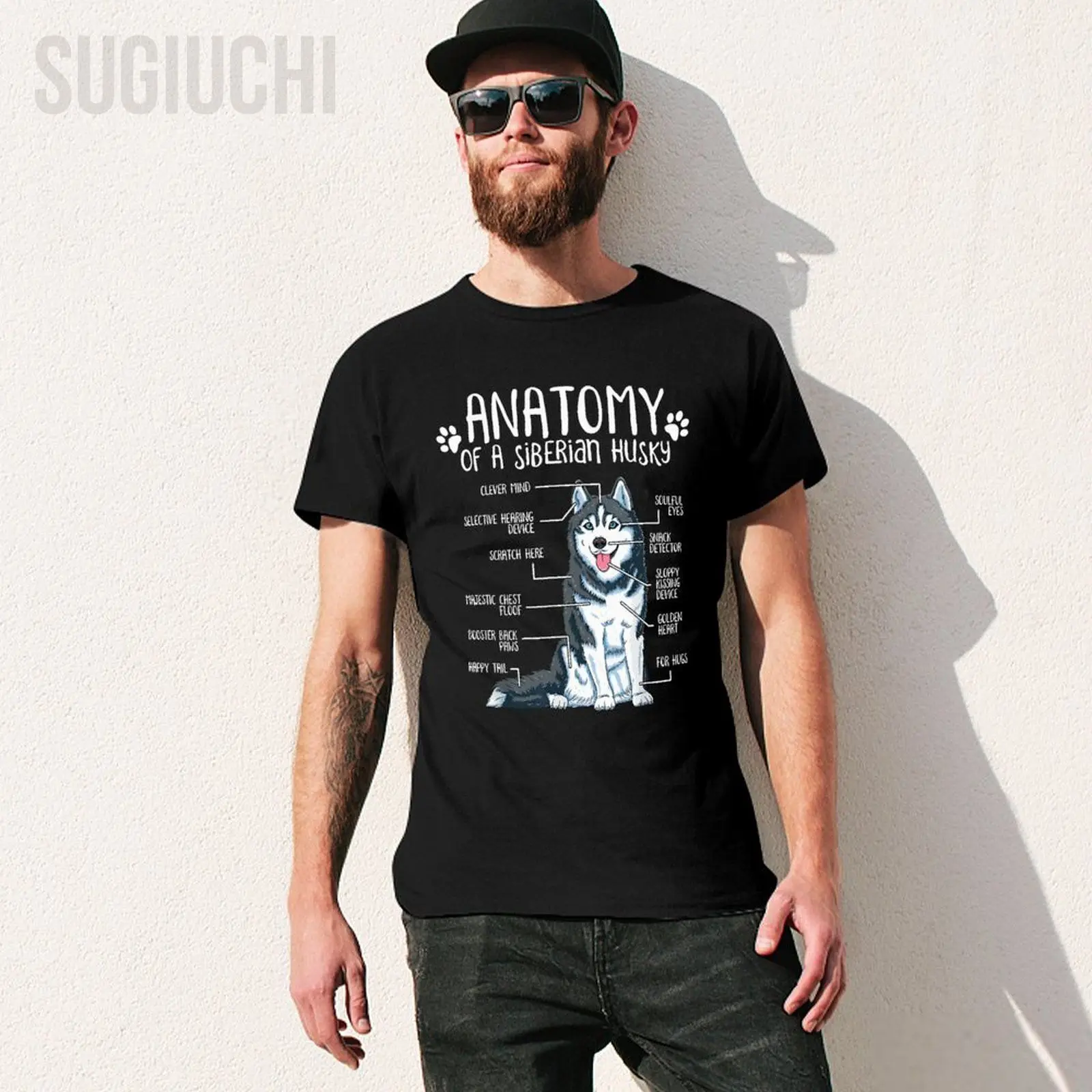 Unisex Men Anatomy Siberian Husky Dog Lover Tshirt Tees T Shirts Women Boys 100% Cotton T-Shirt