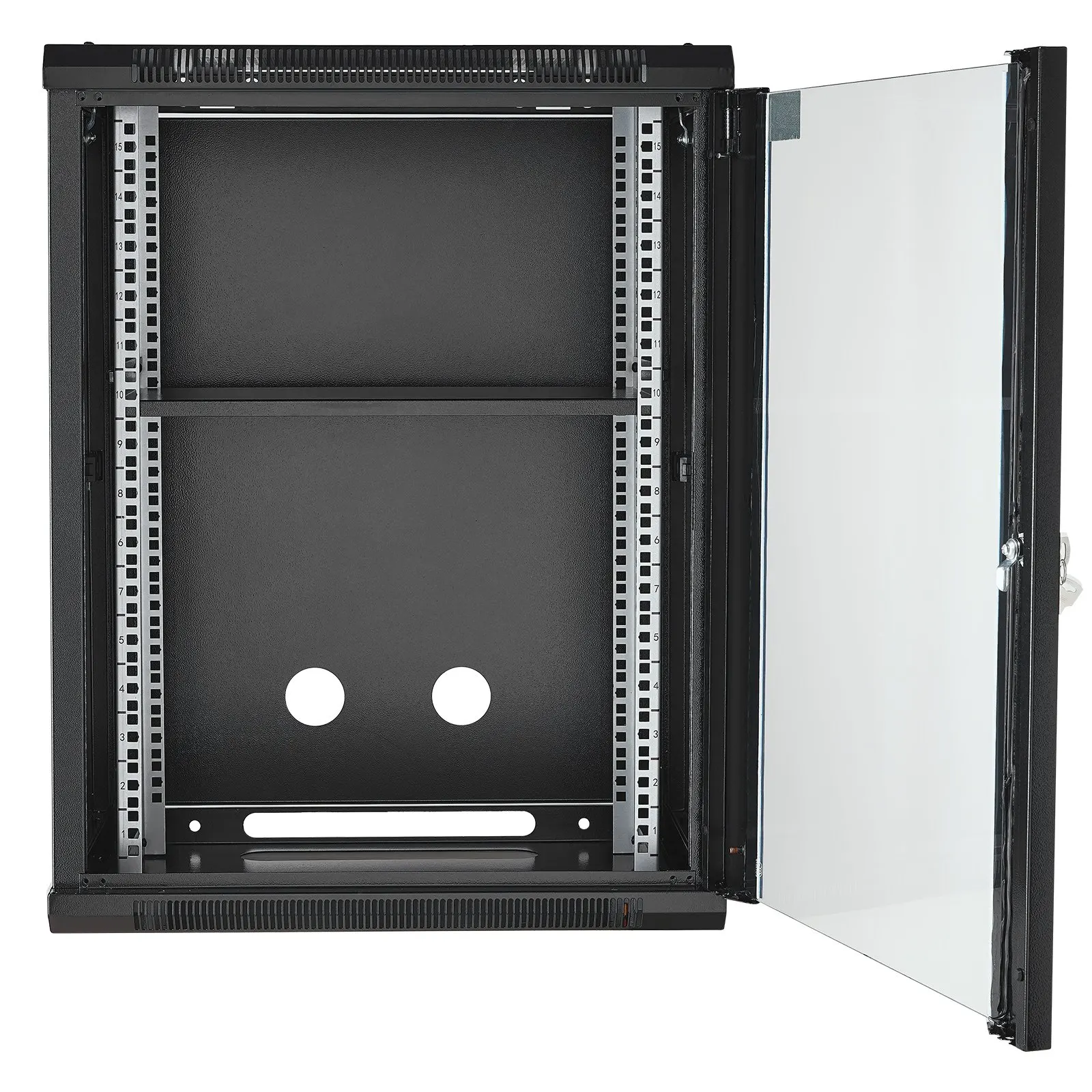 15U Wall Mount Network Server Rack Cabinet Enclosure 18Glass Door Lock