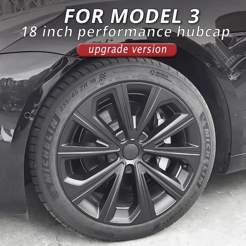 4PCS Hub Cap Performance 18 Inch Wheel Caps Automobile Replacemen Hubcap Full Rim Cover for Tesla Model 3 Accessories 2018-2023