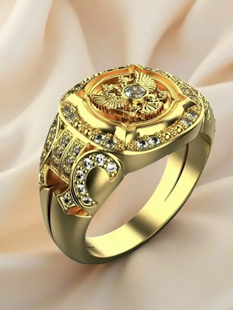 

Men's imitation stone eagle emblem ring, cool and stylish