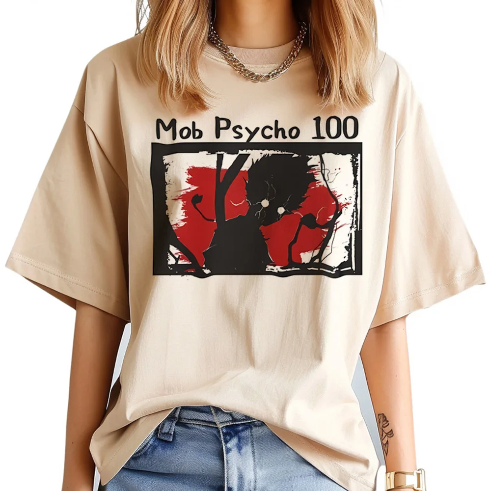 Mob Psycho 100 tshirt women Psychedelic gothic korean fashion 80s japanese shirt goth Psychedelic cutecore alternative  y2k