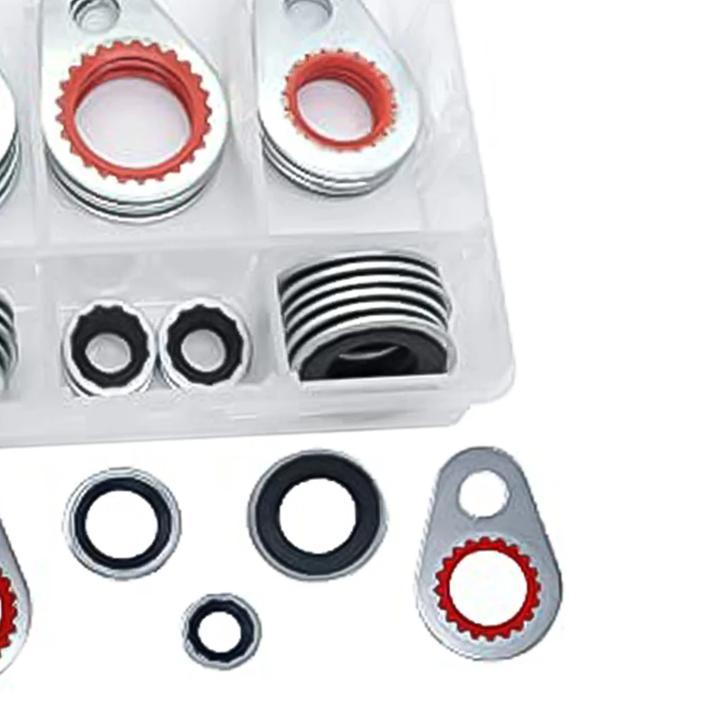 48PC Automotive AC Compressor Gasket Seal Kit with 9 Distinct Sizes for Broad Fitment For Air Conditioning Systems