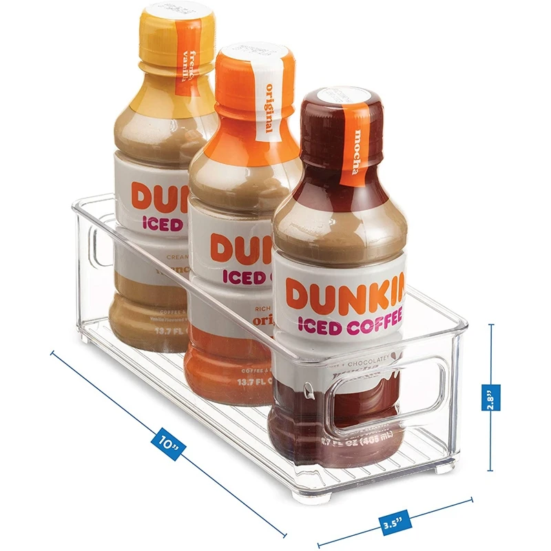 Clear Stackable Plastic Food Storage Rack, Frigorífico Organizer Bins, alças para despensa, cozinha