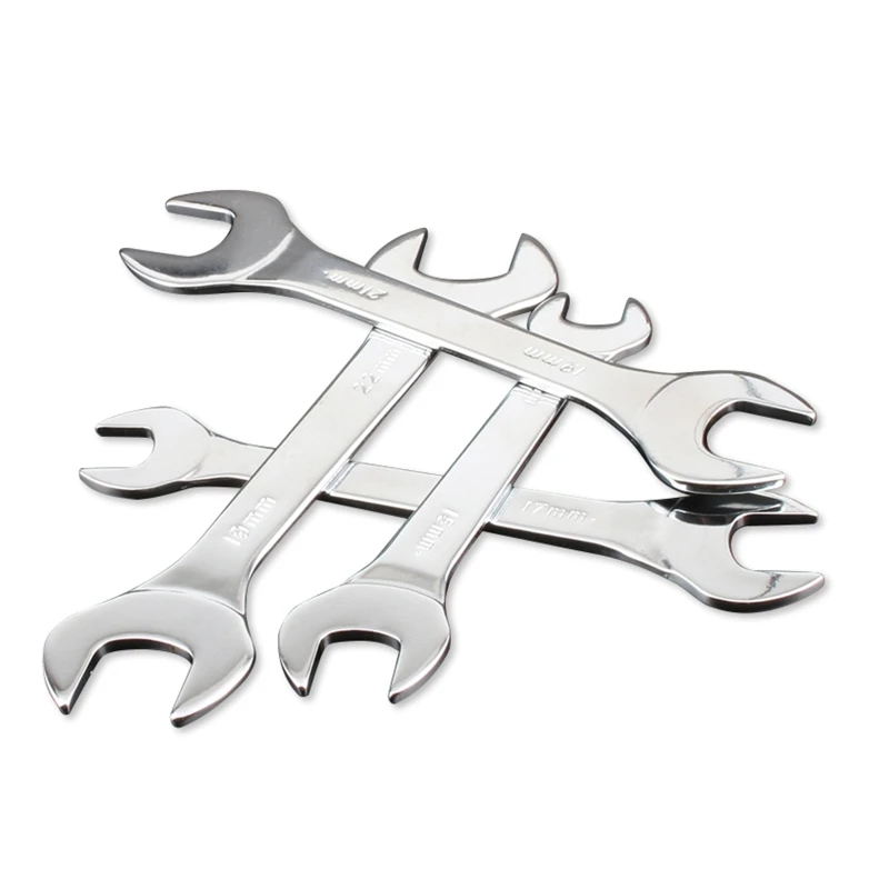 Set chiavi a estremità aperta sottile grado industriale. Strumento manuale leggero a doppia chiave ene. Strumento da mm