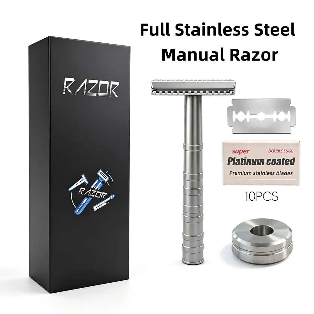 New Adjustable Safety Razor Double Edge Classic Mens Shaving Mild Aggressive 1-6 File Zinc Alloy Shaver With 10 Blades Gift Box