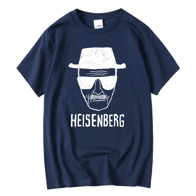 الرجال الموضة رداء علوي غير رسمي جودة قصيرة الأكمام 100% القطن فضفاض هايزنبرغ PrintedTshirt عادية رجالي التي شيرت كول الصيف الرجال بلايز