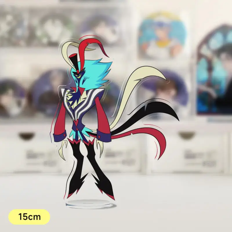Diy hazbin hotel placas de pé vox alastor casca anjo poeira 15cm ornamento desktop anime coleção ação brinquedo figuras presente