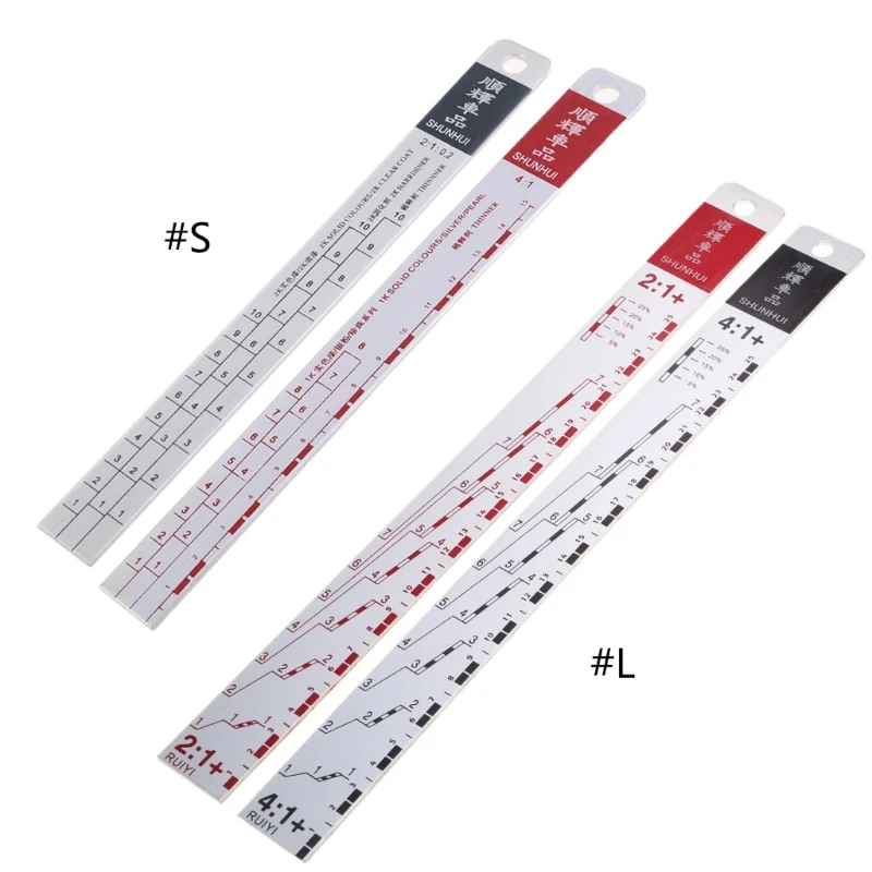 Standard Paint Ruler Paint Ratio Ruler Suitable for cars Paint Tools Black/R-ed R9UF