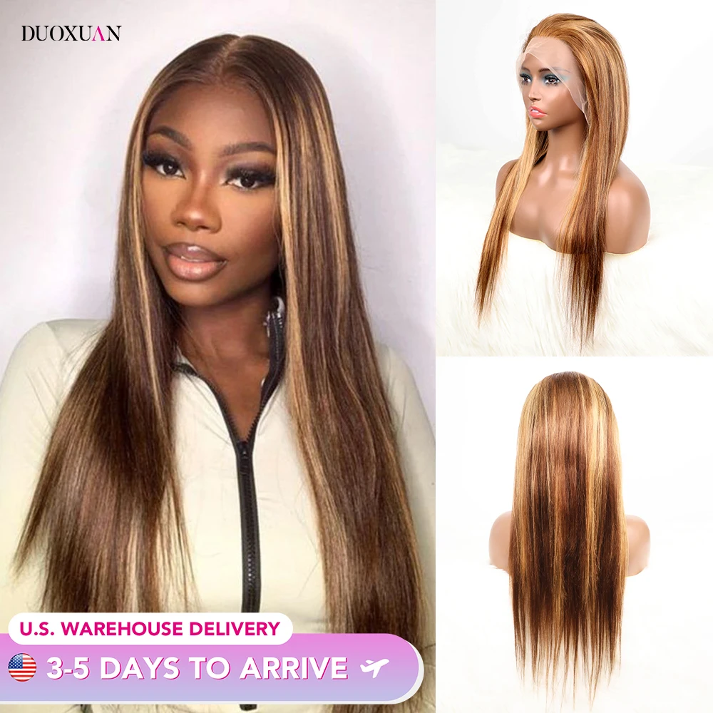 

200 Density P4/27 Highlight Full Frontal Lace Wigs Preplucked Wig Human Hair 13x6 Transparent Lace Frontal 100% Human Hair Wigs