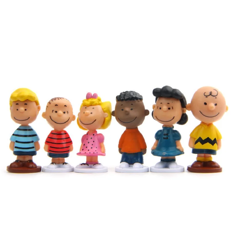 Gorące kreskówka z japonii orzeszki ziemne Snoopy Charlie Sally Woodstock figurka Mini zabawki modele miniaturowe ciasto ludzie kolekcja rekwizyty