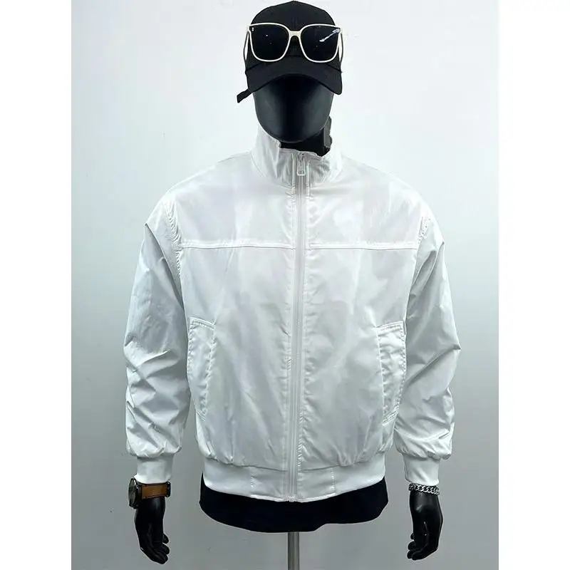 

Американская рабочая одежда в стиле ретро с воротником-стойкой, тонкое пальто для мужчин, весенне-осеннее бейсбольное платье, свободный крой из полиэстера...