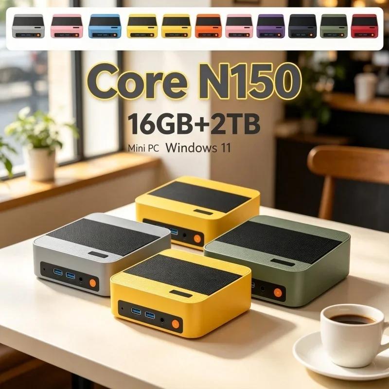 2026 Efficient Portable Mini Gaming PC Intel Core N150 Win11 Desktop Gamer Computer 16GB RAM 1TB SSD WiFi6 BT5.2