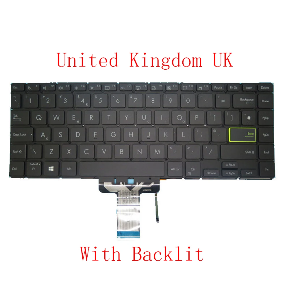 

Клавиатура для ноутбука ASUS TP470EA TP470EZ TP420IA TP420UA TM420U TM420UA без рамки, черная, Великобритания, Великобритания, с подсветкой