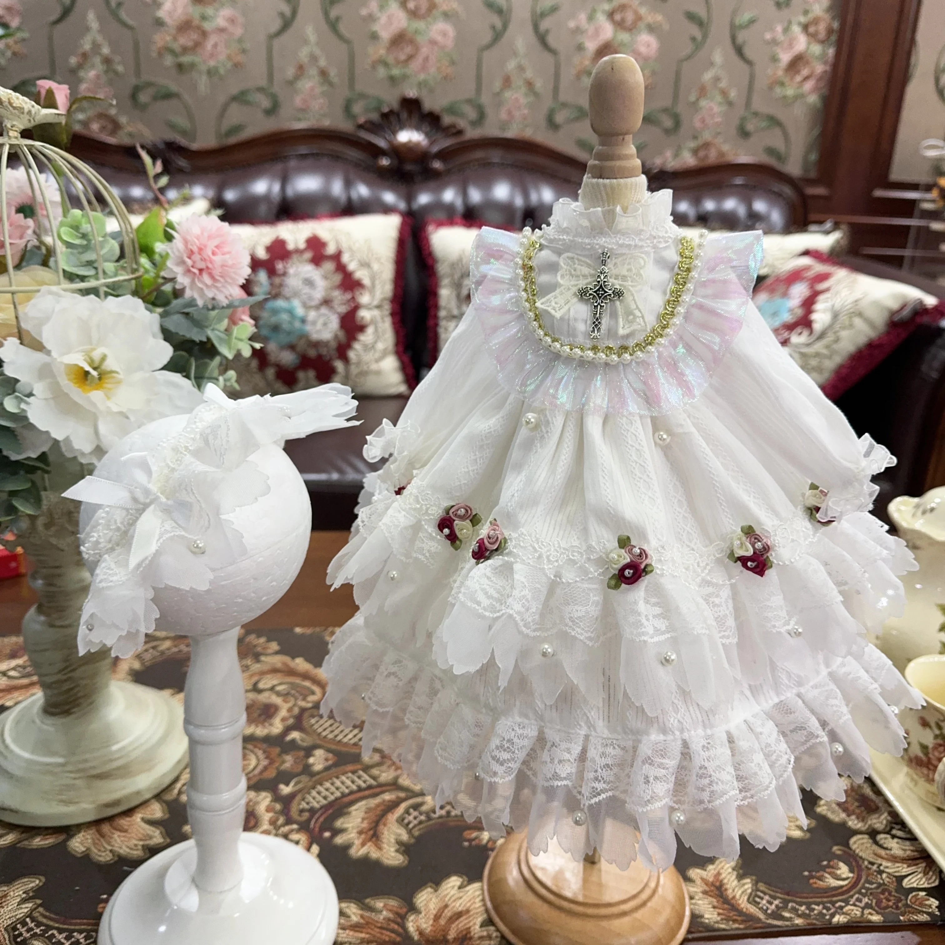 1/6 1/4 1/3 BJD Dress + Hairpin Doll cute pastoral multicolor set for 1/3 1/4 1/6 BJD SD DD 1/6 Blyth doll accessories