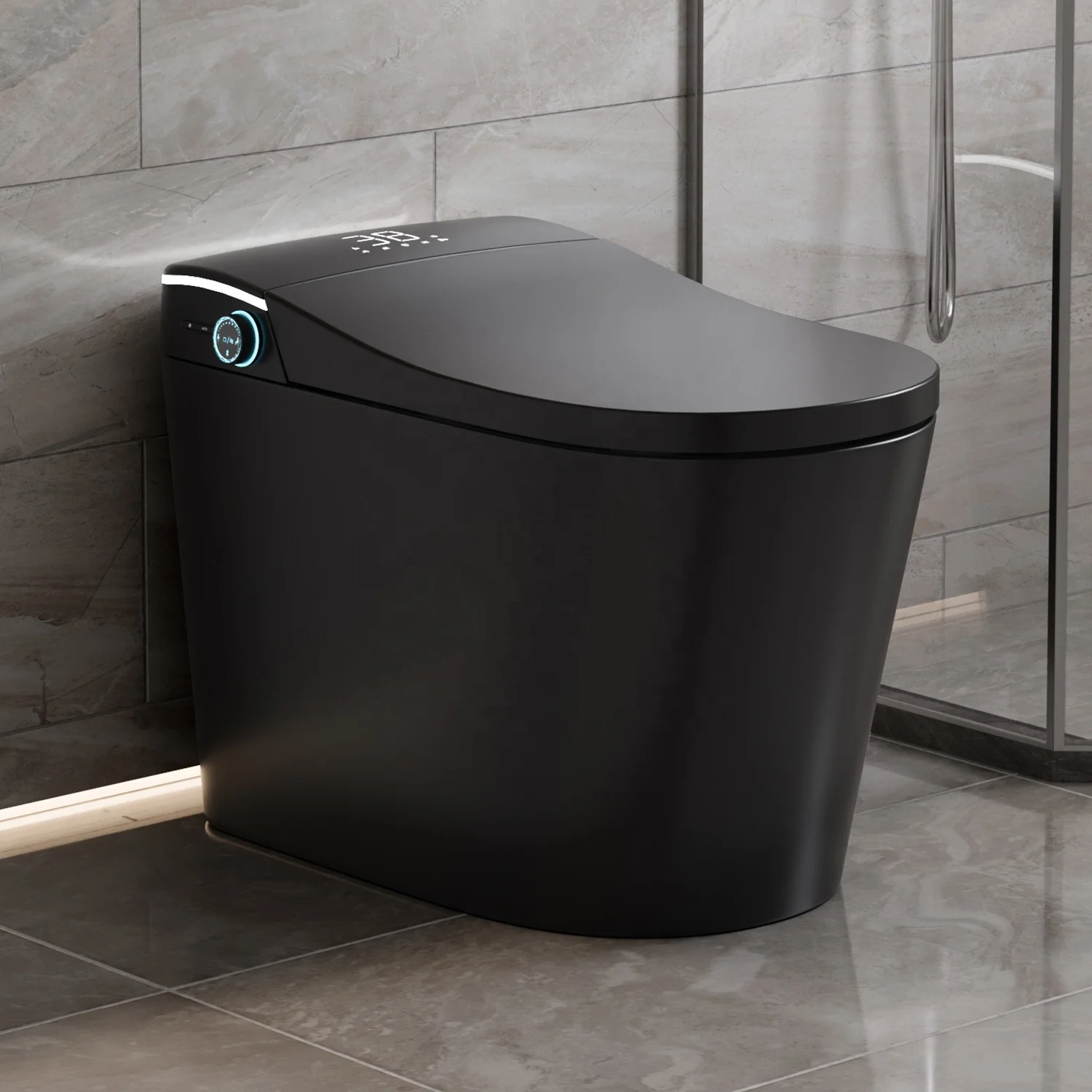 

Modern Smart Toilet with Automatic Sensor Remote Control Black Ceramic Automatic Bathroom WC Intelligent Seat Heating Toilet