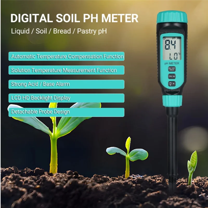 

Digital Soil PH Meter Moisture Monitor Temperature Sunlight Tester For Gardening Plants Farming With Blacklight-AA98