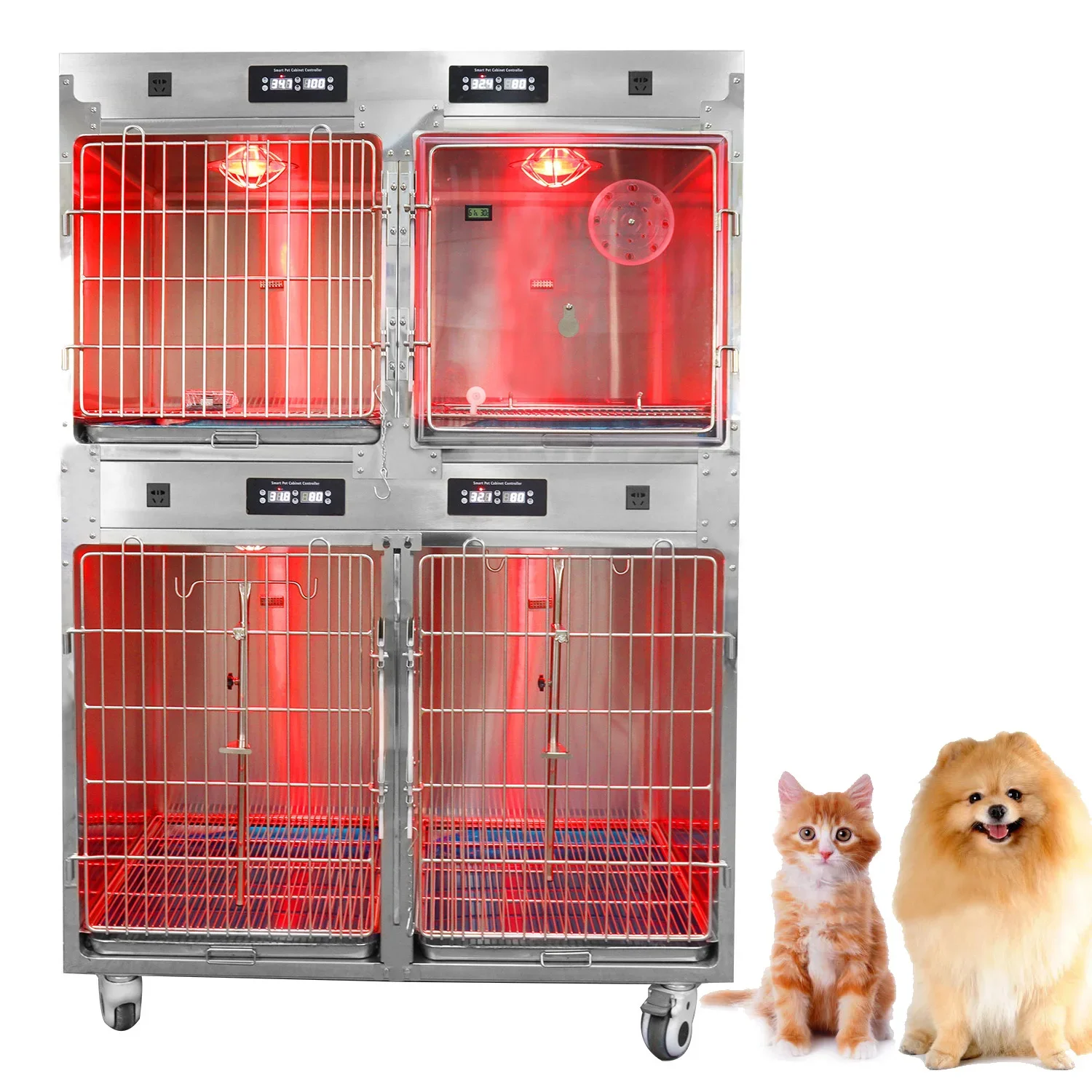 

Veterinary Stainless Steel dog kennel pet cage therapy warm oxygen cage for pet cat