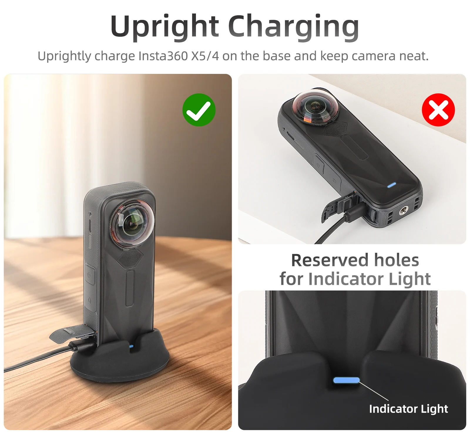 Противоскользящая силиконовая подставка Sunnylife для камеры Insta360 X5/X4, настольная, с фиксированным углом наклона, для крепления в автомобиле, на клейкой основе
