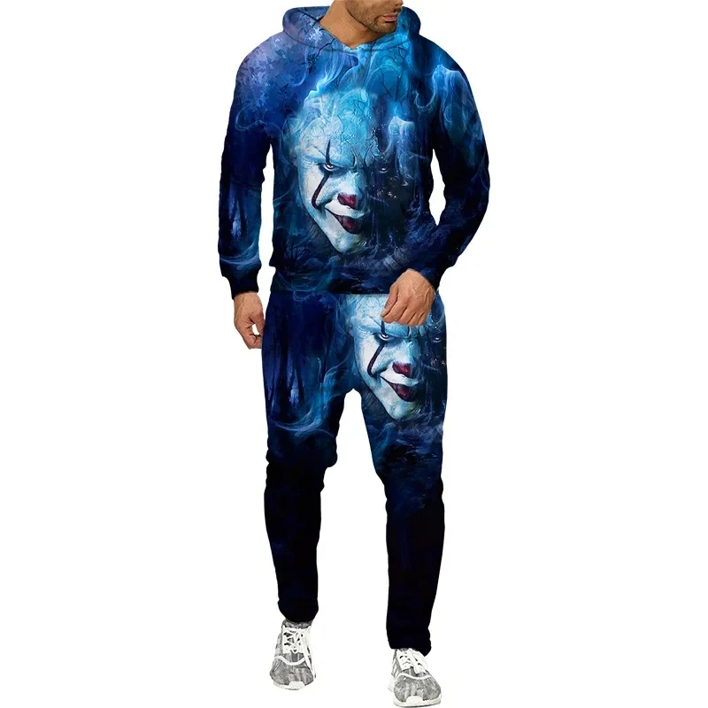 

New 3D Printing Couple Halloween Horror Movie Clown Fashion Men Women Tracksuits Crewneck Hoodies+pants Plus Size S-7XL