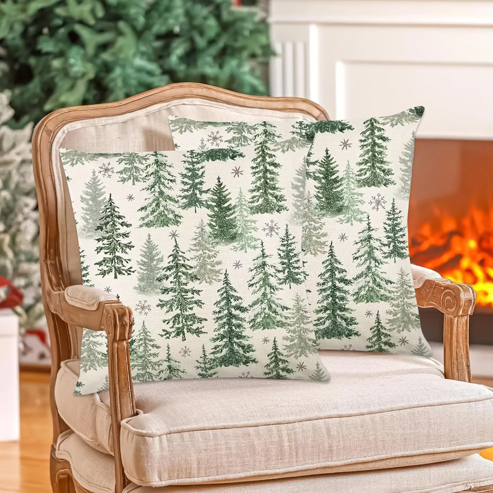 2025 Christmas Tree pattern pillowcase 45x45cm winter snowflake-themed Merry Christmas Couch Pillow Case for Coffee Shop Living