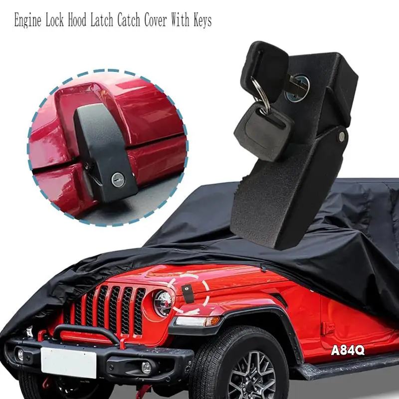 

1Set Car Engine Lock Hood Latch Catch Cover With Keys For Jeep Wrangler JK Unlimited 2007-2017