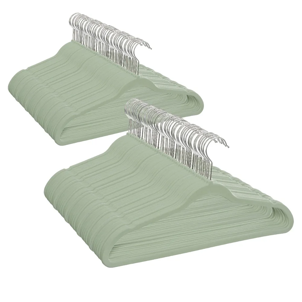 

Better Homes & Gardens Velvet Clothing Hangers, 100 Pack, Green, Non-Slip, Space Saving USA