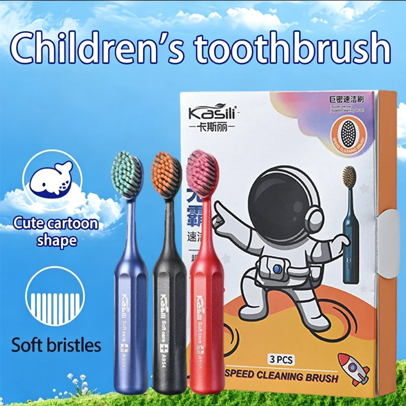 3pcs/6pcs children's toothbrush, cute appearance, delicate and soft bristles, anti slip handle, cleaning and caring for teeth