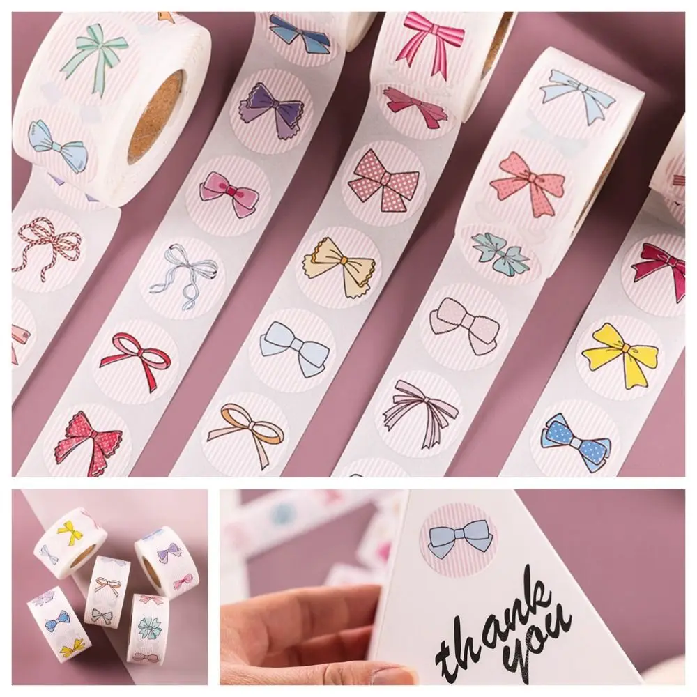 500 Stuks/Rol Sticker Decor Strik Sticker Zelfklevend Label Rond Baklabel Label Sticker Stijlvolle Enveloppen Afdichting Sticker