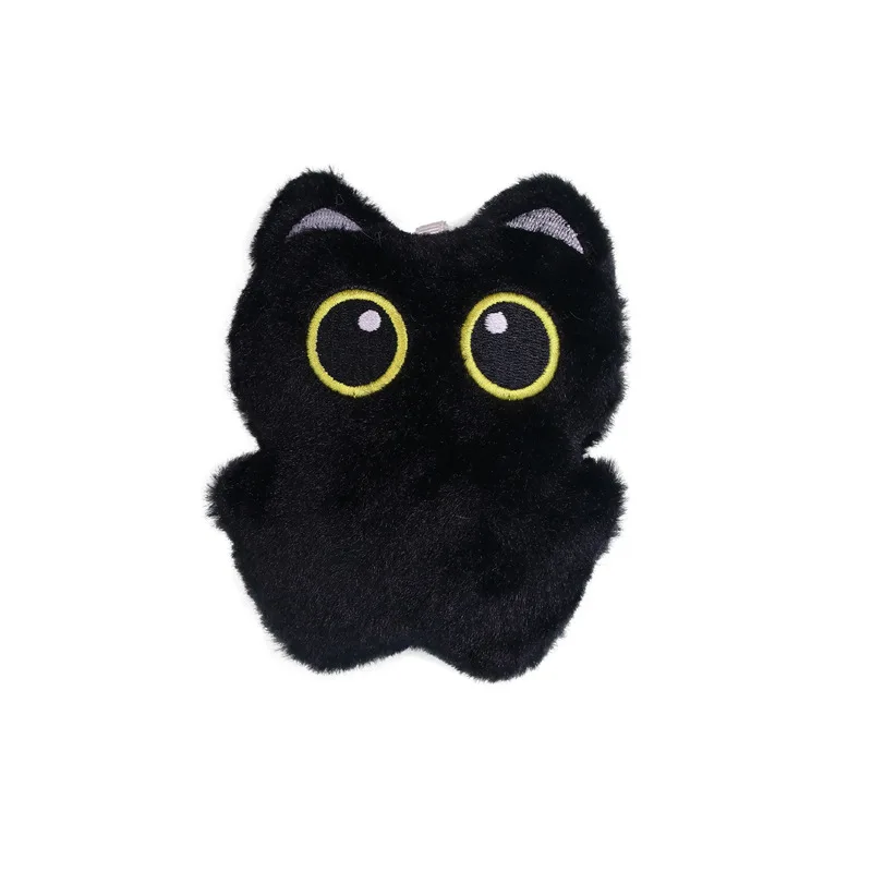 

50pcs Cute Big-Eyed Black Cat Plush Keychains Christmas Backpack Pendant Toys Wholesale Machine Gift