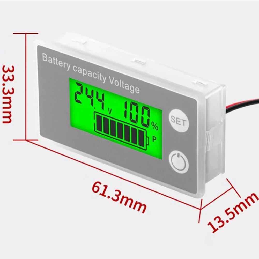 Battery Capacity Indicator DC 8V-100V Lead Acid Lithium LiFe PO4 Car Motorcycle Voltmeter Voltage Gauge 12V 24V 48V 72V