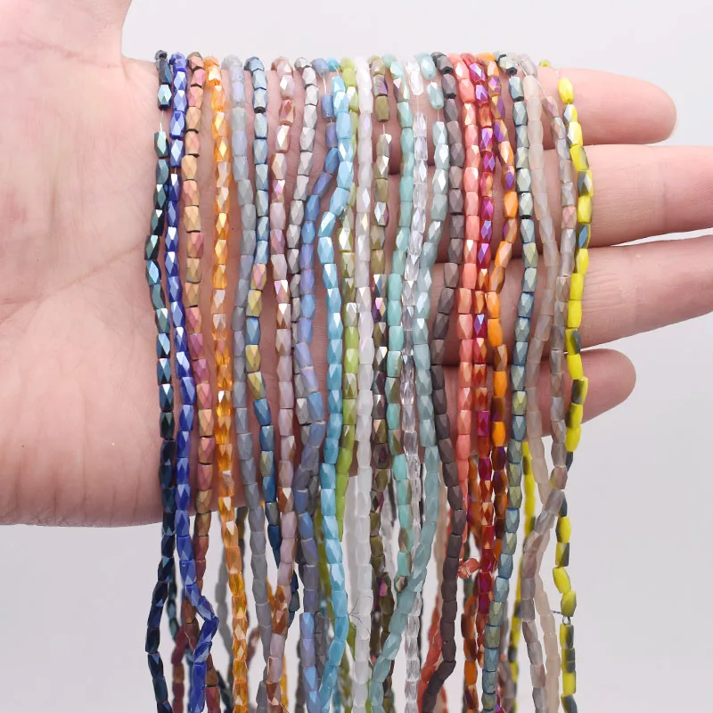 3x5mm 95pcs/Lot Faceted Straight Tube Beads Crystal Glass Beads For Jewelry Making Bracelet DIY Woven Jewelry Accessories