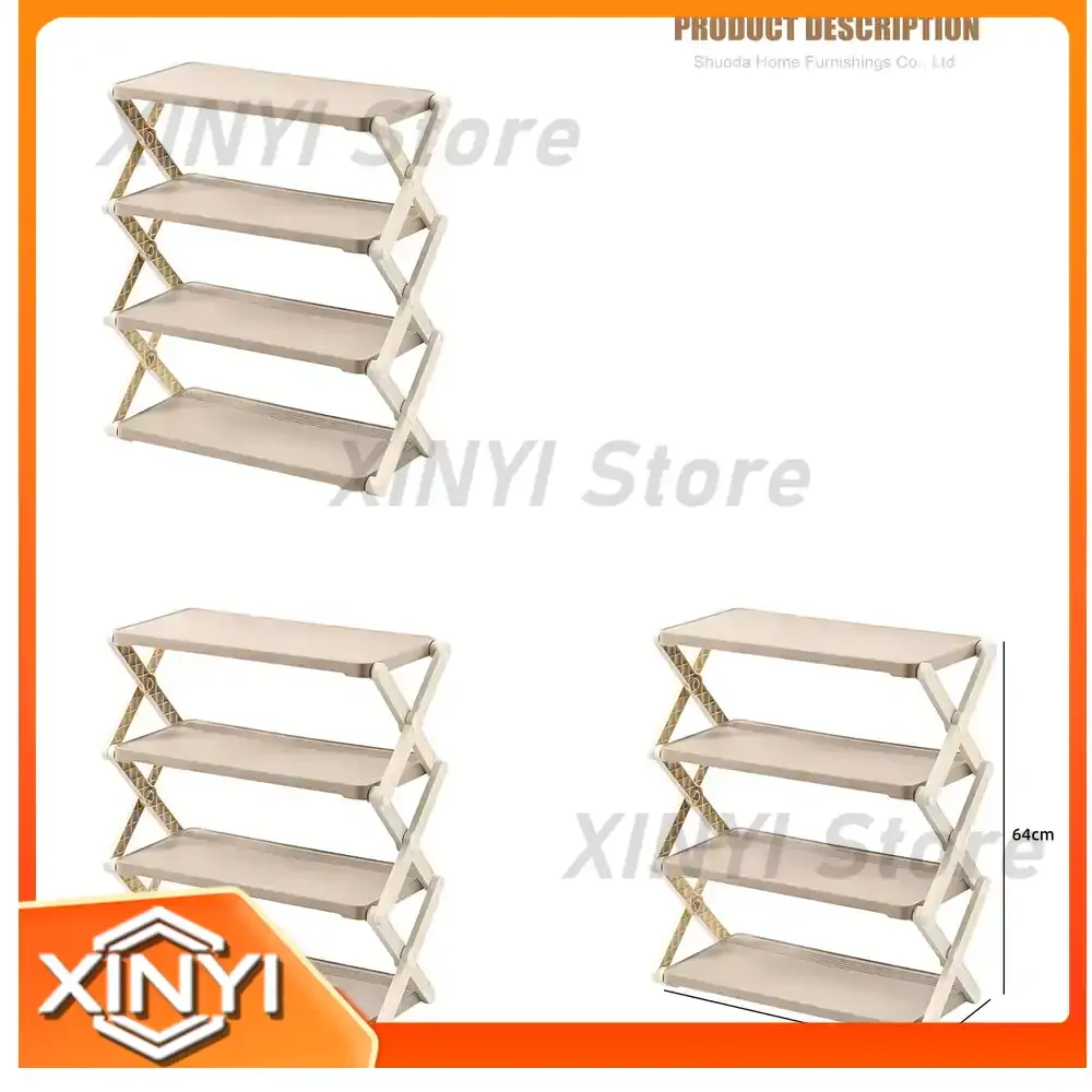 X-Shaped Foldable Detachable Multi-Layer Plastic Shoe Rack for Living Room Space Saving Standing Shoe Cabinet Storage