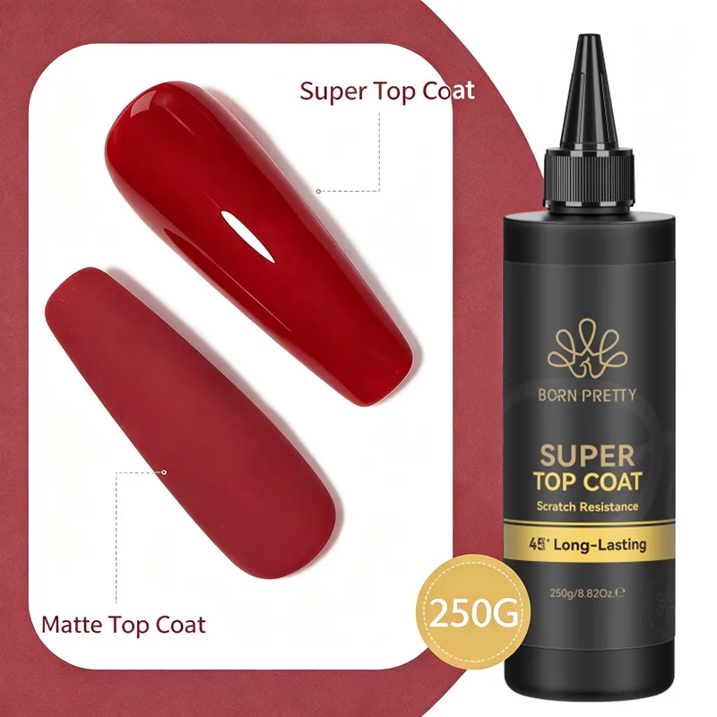 BORN PRETTY 250g Super Top Coat Gel Nail Polish Base Gel Top Coat Semi-Permanent Varnish Soak Off Nail Art Functional Gel