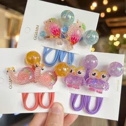 2PCS Cartoon Owl Bird Girls Elastic Hair Bands Cute Kids Princess Hair Accessories Children Hair Ties Baby Headwear