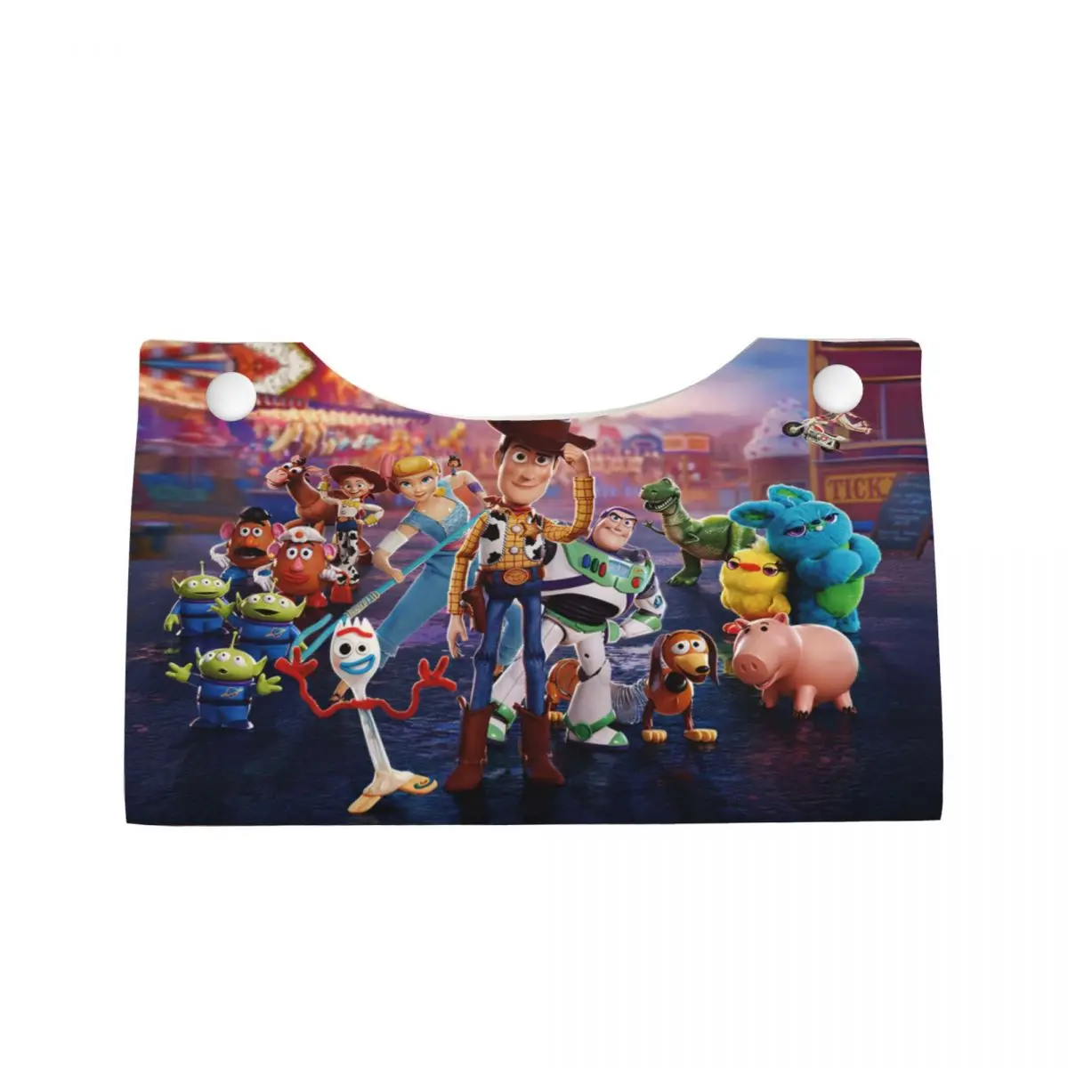 Custom Woody And Forky Toy Story Tissue Box Cover Rectangular PU Leather Cartoon Facial Tissues Holder for Office