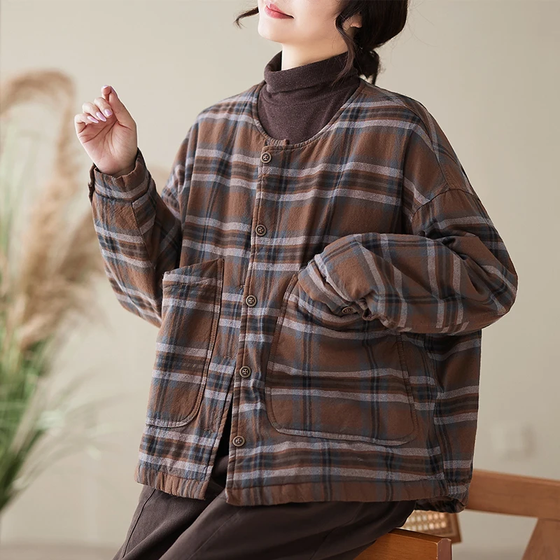 

Зимнее вязаное хлопковое льняное пальто Jaet Waed, теплая хлопковая одежда, уличная одежда, свободный крой, длинный све, с высоким воротником